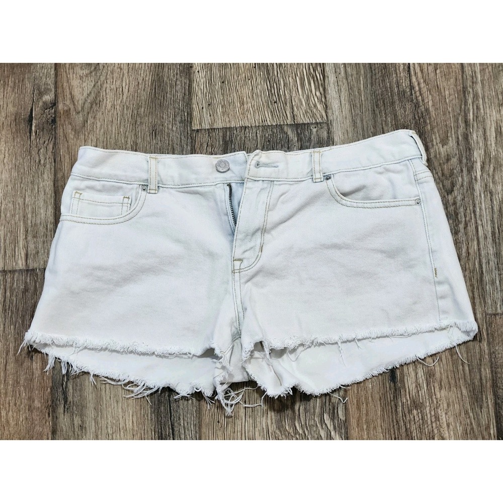Pacsun Womens / Girls Low Rise Jean Shorts Sz 28 ( 31 actual ) cutt off white
